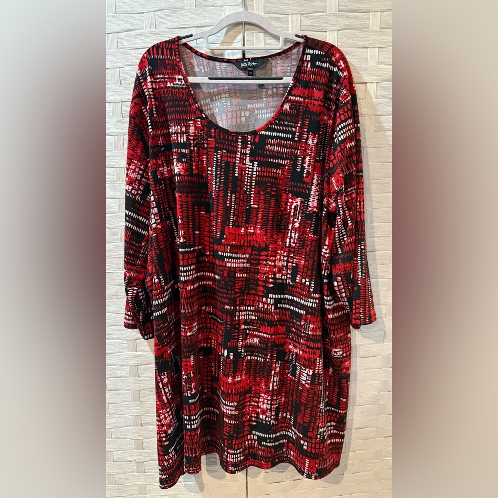 Ulla Popken Red and Black 28/30 Women's Tunic Top - Picture 3 of 12